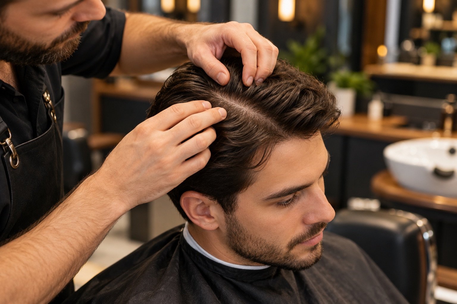 Avaliação de cuidados com couro cabeludo masculino